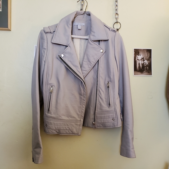 Dylan Gray Dove Leather Jacket Moto Biker S iro - Picture 2 of 8
